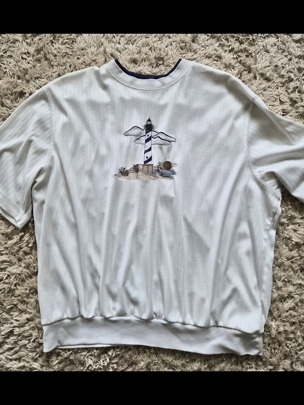 BonWorth White Tee with Navy Trim